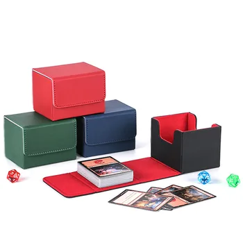 1 Упаковка Кожаных Картонных Коробок Для Колоды 100 + Карт, Игровая Коробка Для Колоды Магнитных Игральных Карт, Коробка Для Хранения Карт для 100 Плюс Карт, Совместимых