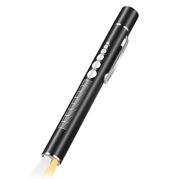 1 ШТ USB-аккумулятор-удобная ручка-фонарик из черной нержавеющей стали, карманный светодиодный фонарик