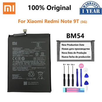 100% Оригинальный Аккумулятор Телефона Xiao Mi BM54 5000 мАч Для Xiaomi Redmi Note 9T Note9T 5G Сменные Батареи Bateria