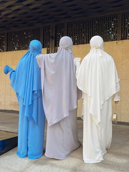 16 Цветов Мусульманская Женщина Молитвенный Наряд Исламская Одежда Рамадан Ид Платье-Хиджаб Дубай Турция Абая + Удлиненный Головной Платок платье