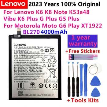 2023 Года 100% Оригинальный Аккумулятор 4000mAh BL270 Для Lenovo K6 K8 Note K53a48 Vibe K6 Plus G Plus G5 Plus G6 Play XT1922