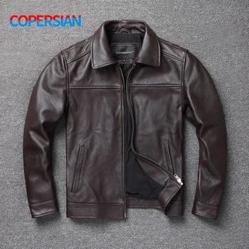 2023 Новая одежда, мужская верхняя кожаная куртка, темно-коричневая приталенная короткая мотоциклетная одежда большого размера