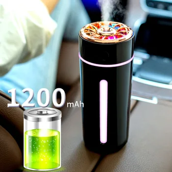 360 МЛ Беспроводной Автомобильный Увлажнитель Воздуха Портативный USB Диффузор Туманообразователь для Домашней Спальни со Светодиодными Красочными Огнями RGB