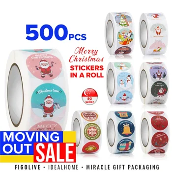 500шт Веселых Рождественских наклеек, этикеток с изображением печати в виде Санта-снеговика, наклеек для выпечки подарков своими руками, конверта, канцелярской упаковки, декора