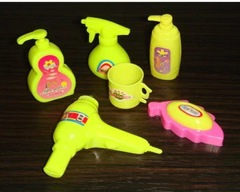 6 шт./лот, аксессуары для мини-кукол, Пластиковый аксессуар для ванной комнаты, аксессуар для кукольного домика Барби, Фен, чашка для мыла, детская игрушка 