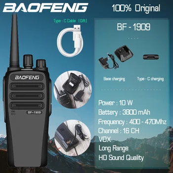 BaoFeng BF-1909 10 Вт 3800 мАч UHF 400-470 МГц Портативная рация Дальнего действия Портативная Двухсторонняя радиостанция BF-888S Модернизированная Версия станции