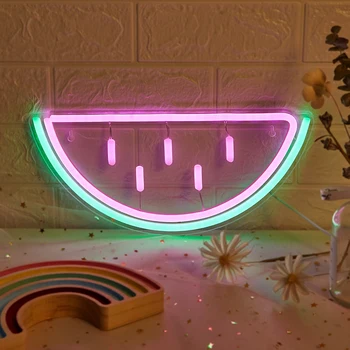 Chi-buy LED Neon Watermelon Неоновые Вывески С Питанием от USB, Ночник, 3D Настенное Искусство и Игровая Комната, Спальня, Декор Для Гостиной, Вывески Для Ламп