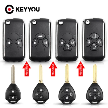 KEYYOU 2/3/4 Кнопки Обновленный Складной Чехол Для Ключей Автомобиля Toyota Avlon Crown Corolla Camry RAV4 Reiz Yaris Prado Key Shell Toy43