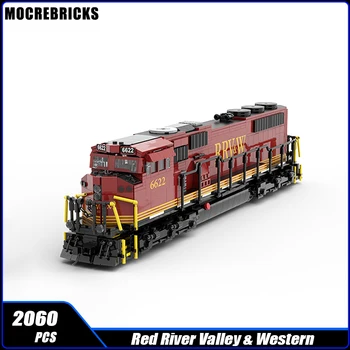 MOC-147542 Городская Транспортная Железная Дорога Red River Valley & Western SD70MAC Поезд Строительный Блок Сборка Модель Кирпичная Игрушка Подарки