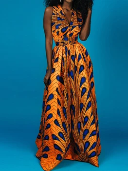 OMSJ 2023 Женский Элегантный халат с большим размахом и восточным разрезом в африканском стиле, без рукавов, со шнуровкой на спине, Модные Сексуальные платья