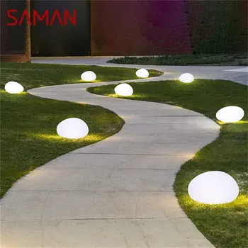 SAMAN Outdoor Solar Lawn Lights Modern Creative Stones Garden Lamp LED Водонепроницаемый IP65 для дома