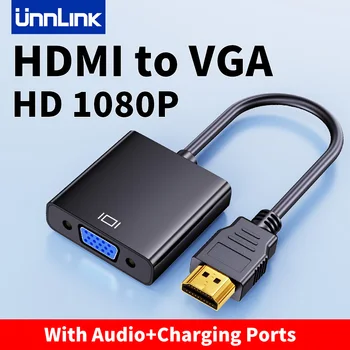 Unnlink 1080P Кабель-Адаптер HDMI-VGA HDMI Male-VGA Female Цифро-Аналоговый Преобразователь для Портативного ПК в Проектор ТВ-Монитора
