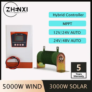 ZHENXI 5000 Вт Гибридный Ветро-Солнечный Контроллер Off Grid System для Ветрогенератора Комплект Солнечных Панелей 12/24/48 В Lifepo4
