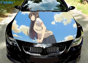 Автомобильные Коврики Mai Sakurajima Peeker, Наклейка с изображением льва на капоте автомобиля, виниловая наклейка на капот, полноцветная графическая наклейка, ИЗГОТОВЛЕННАЯ на ЗАКАЗ