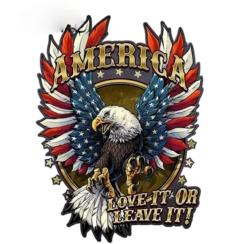 Американский белоголовый орел с флагом Наклейка на автомобиль, лобовое стекло, бампер, Наклейка на мотоциклетный шлем, Высококачественное виниловое покрытие KK, царапины, ПВХ
