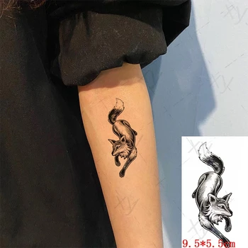 Водонепроницаемая временная татуировка-наклейка Лисий волчий хвост, тотемный элемент небольшого размера, флэш-тату для боди-арта, поддельная татуировка для женщин и мужчин