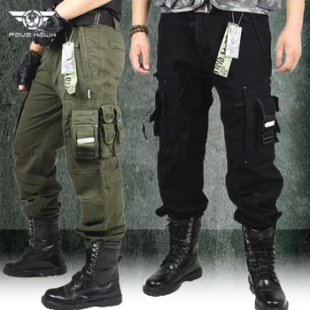 Военные тактические брюки, мужские хлопковые брюки спецназа с несколькими карманами, уличные износостойкие Свободные брюки-карго, осенние повседневные