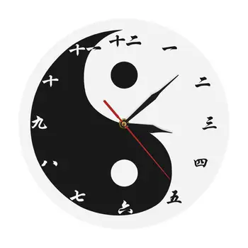 Восемь Диаграмм Тай Цзи Современные Настенные Часы С Китайскими Цифрами Фэн-Шуй Дзен Настенное Искусство Черный Белый Символ Тайцзи Настенные Часы Мира