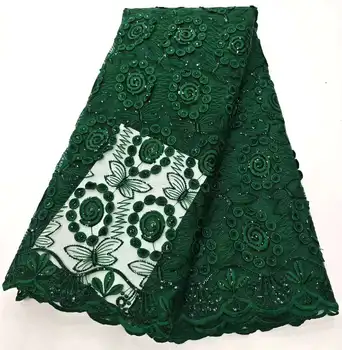 Вышитая Французская кружевная ткань 5 Ярдов Свадебного платья для вечеринки в Нигерийском стиле Сетчатый швейный материал Высококачественная Африканская вышивка Тюль