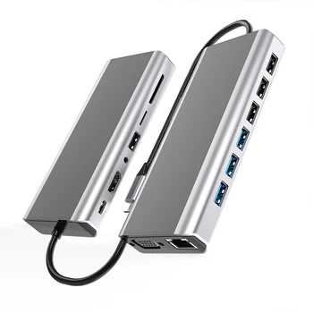 Горячие продажи Док-станция из алюминиевого сплава type C USB 3.0 для чтения карт SD/TF с несколькими портами USB C Концентратор для mackbook