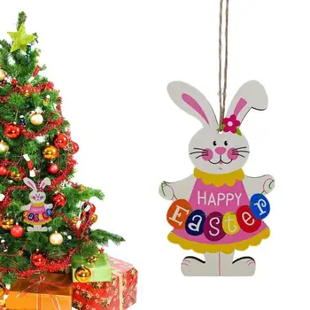 Дверная табличка с Пасхальным кроликом Ретро-Пасхальное украшение для елки, украшения с Пасхальным кроликом, Счастливой Пасхи, деревянное украшение в стиле ретро-Пасхи