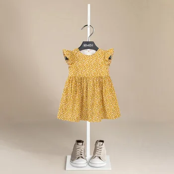 дизайнерское летнее хлопковое платье с цветочным принтом для девочек, детская одежда, милое тонкое платье без рукавов для маленьких девочек, пляжный подарок на День рождения