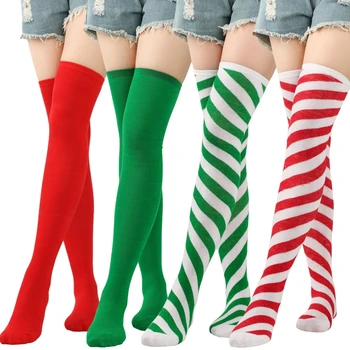 Женские и женские Праздничные Длинные носки до бедра, чулки в полоску для вечеринок, Чулочно-носочные изделия