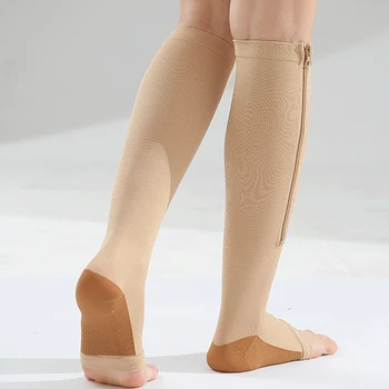 Женские носки на молнии для сжигания жира, функциональные компрессионные тонкие носки для ног 