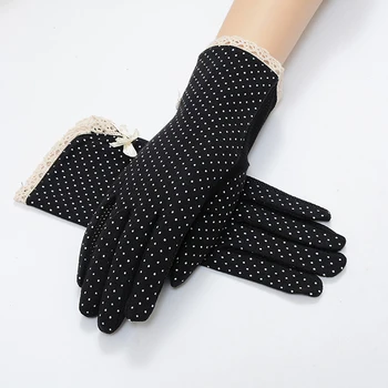 Женские солнцезащитные нескользящие лыжные перчатки с точечным принтом, устойчивые к скольжению солнцезащитные перчатки, модные летние / осенние женские перчатки для вождения