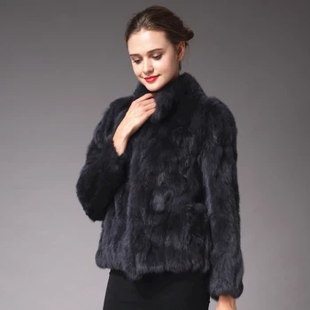 Женское пальто из натурального кроличьего меха, Роскошная модная кожаная осенне-зимняя куртка, одежда из цельной кожи для женщин, Демисезонная одежда из натурального пера- 2023