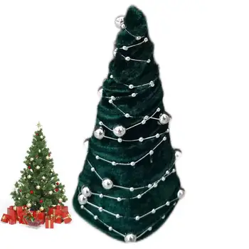 Зеленая Рождественская елка, Рождественские украшения, Мягкие и удобные бархатные елки с бусинами и яркими цветами