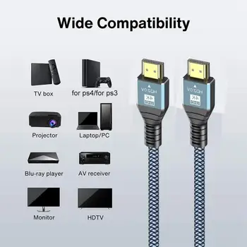 Кабель 4k Ultra 2 м 60 Гц 8K 2.1 HDMI-совместимый кабельный разветвитель Цифровой шнур для ноутбука PS5, телевизора, монитора, проектора