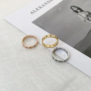 Кольцо с латинским алфавитом в стиле ретро из титановой стали цвета розового золота, кольцо для пары, модные украшения для вечеринок, Древнее кольцо, подарок на День рождения