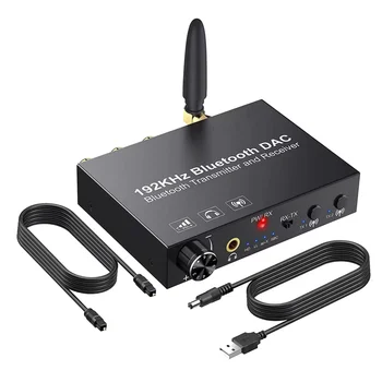Конвертер Bluetooth DAC 192 кГц, Беспроводной аудиопередатчик, приемник, Цифровой оптический коаксиально-аналоговый адаптер для телевизора