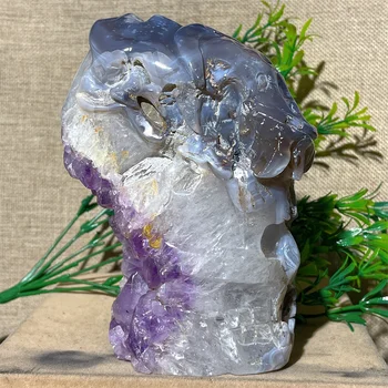 Кристалл натурального аметиста, череп, целебные драгоценные камни, качественные минералы, духовное украшение для дома.