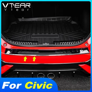 Крышка бампера автомобиля Vtear Накладка на порог багажника из нержавеющей стали Защищенная Рама Внешний Аксессуар для Honda Civic 10th 2016-2021