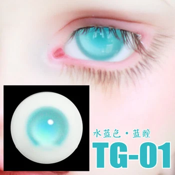 Кукольный глаз BJD подходит для глаз размером 1/3, 1/4, 1/6 дяди 14,16 мм TG-01 water blue с синим зрачком стеклянная глазная коробка