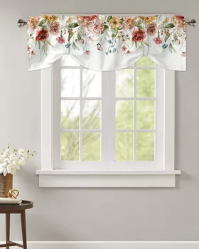 Кухонные шторы с весенними цветами и розами, Регулируемые римские шторы на балконе, Маленькая короткая занавеска для гостиной