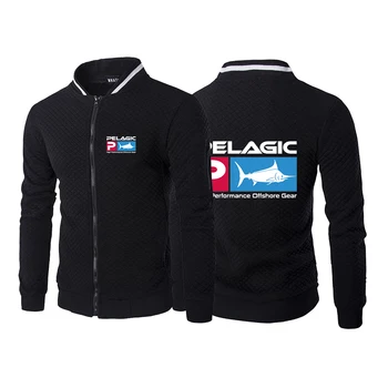 Логотип Pelagic Fishing 2023 Мужские новые однотонные толстовки с длинными рукавами на молнии, свитшоты с круглым вырезом, повседневные кардиганы, пальто, топы