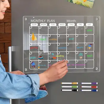 Магнитная Доска-Календарь с 6 Цветными Маркерами, Акриловая Доска для сухого Стирания Расписания Планирования Холодильника, Доска объявлений со списком дел