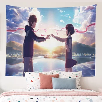 Милый Мультяшный Гобелен Фоновая ткань Прикроватное украшение для спальни Эстетичный Популярный Декор стен с персонажами аниме для детей