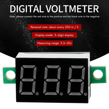 Мини-цифровой вольтметр светодиодный индикатор напряжения на панели 3,3-30 В Зеленый светодиод