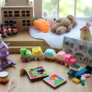 миниатюрный кукольный домик 3шт, детская комната, модель автомобиля, мини-украшение для дома, аксессуары для кукол, Игрушка