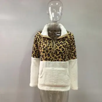 Модный свитер с длинным рукавом, топ с леопардовой строчкой, удобный для повседневной носки, теплая толстовка с капюшоном и длинными рукавами
