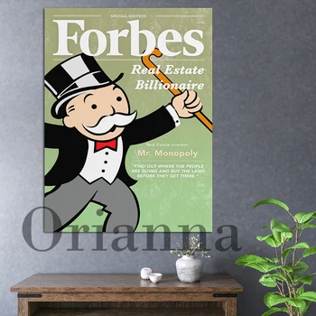 Мотивационный Монополист Man Real Estate Журнал Forbes Вдохновляющий Холст Мультфильм Настенный Художественный Плакат Печать Домашнего Офиса Декор Комнаты