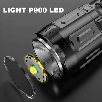 Мощный яркий мини-светодиодный фонарик, перезаряжаемый через USB Встроенный аккумулятор, уличный многофункциональный тактический фонарь для кемпинга дальнего действия