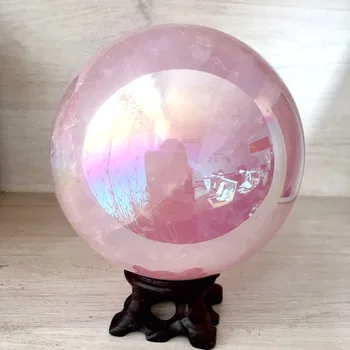 Натуральный Кристаллический Порошок Розовый Кварц Point Fit Ball Гальванический Хрустальный Шар Magic Reiki Подарочное Украшение Камень