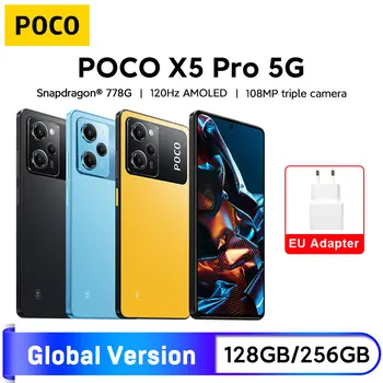 Новый POCO X5 Pro 5G Глобальная версия 128 ГБ/256 ГБ Snapdragon 778G 120 Гц Поток AMOLED DotDisplay 108 Мп Камера 67 Вт 5000 мАч NFC