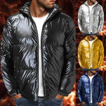 Однотонная куртка со светоотражающим мужским воротником, толстая свободная куртка и мужская хлопковая куртка-стойка