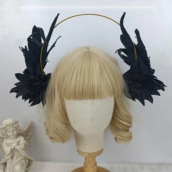 Ореолы Короны Повязка на голову с крылом Ангела Костюм Готический аксессуар для волос Челночный корабль